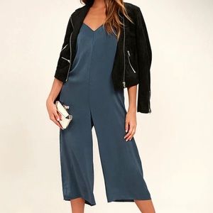 Lulus NWOT Elisa Navy Blue Midi Jumpsuit